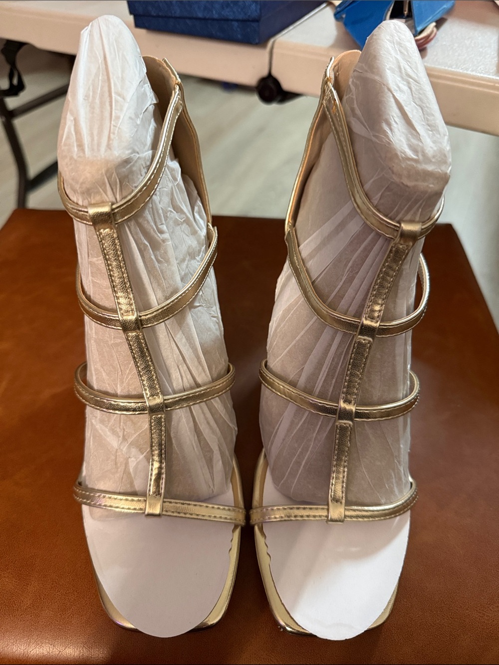 Unisa Metallic Gold Multi-Strap High Heel Sandals